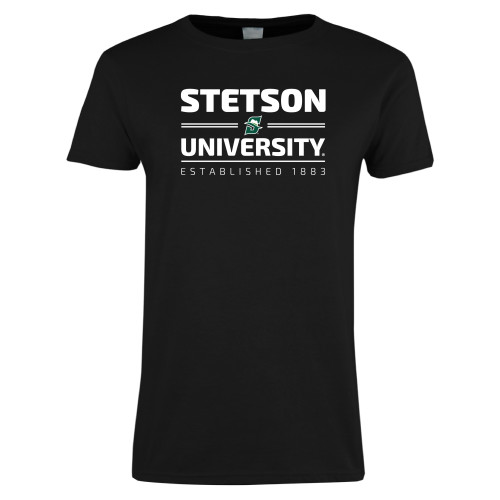  Womens Black Short Sleeve Tee - Stetson University Est 1883