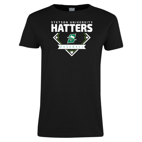  Womens Black Short Sleeve Tee - Baseball Diamond