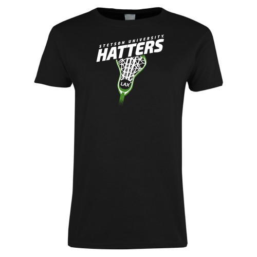  Womens Black Short Sleeve Tee - Lacrosse Stick