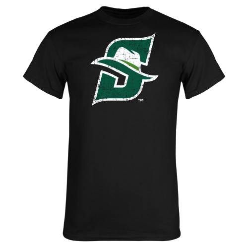  Black T Shirt - S Logo Distressed