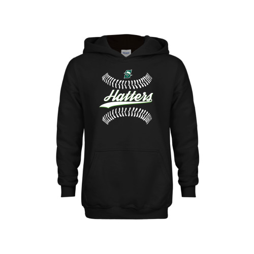  Youth Black Fleece Hoodie - Softball Seams