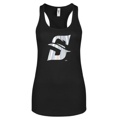  Next Level Womens Black Racerback Tank  - Primary logo Foil