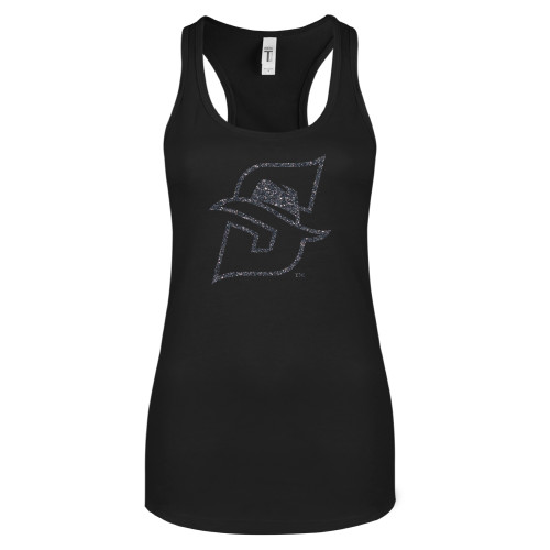  Next Level Womens Black Racerback Tank  - F Graphite Soft Glitter