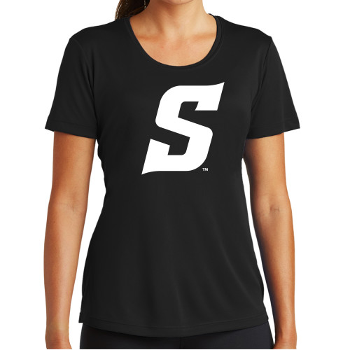  Womens Black Performance Tee - Secondary Logo