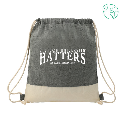  Split Recycled Cotton Natural/Black Drawstring Bag - Stetson University Hatters
