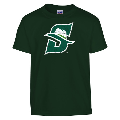  Youth Dark Green T-Shirt - S Logo Distressed