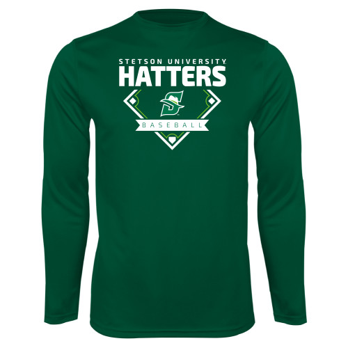  Dark Green Performance Long Sleeve Shirt - Baseball Diamond