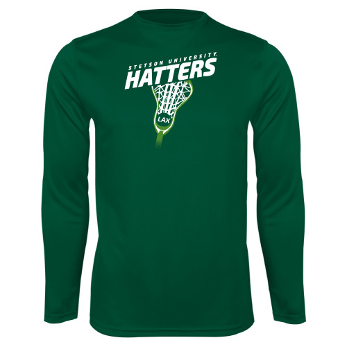 Dark Green Performance Long Sleeve Shirt - Lacrosse Stick