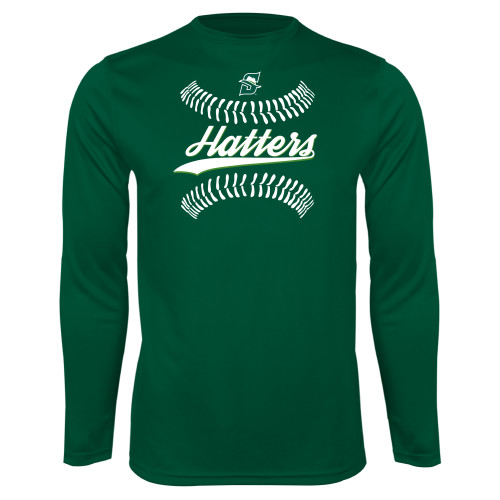  Dark Green Performance Long Sleeve Shirt - Softball Seams