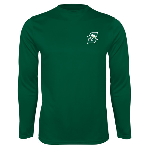  Dark Green Performance Long Sleeve Shirt - Primary logo