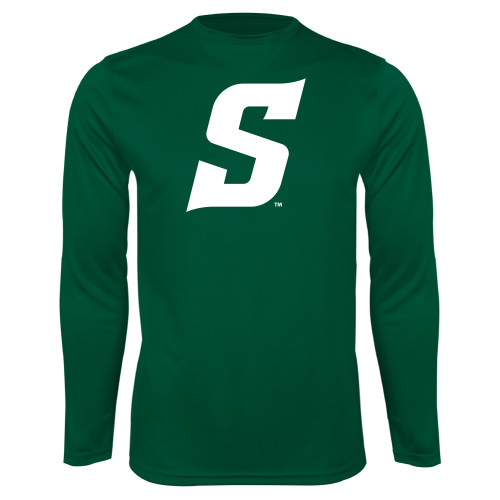  Dark Green Performance Long Sleeve Shirt - Secondary Logo
