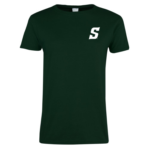  Womens Dark Green Short Sleeve Tee - Secondary Logo