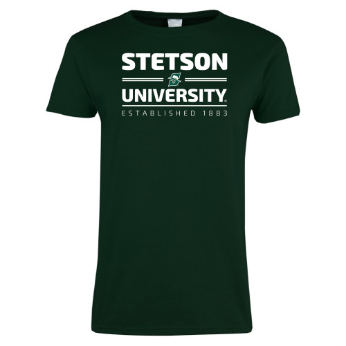  Womens Dark Green Short Sleeve Tee - Stetson University Est 1883