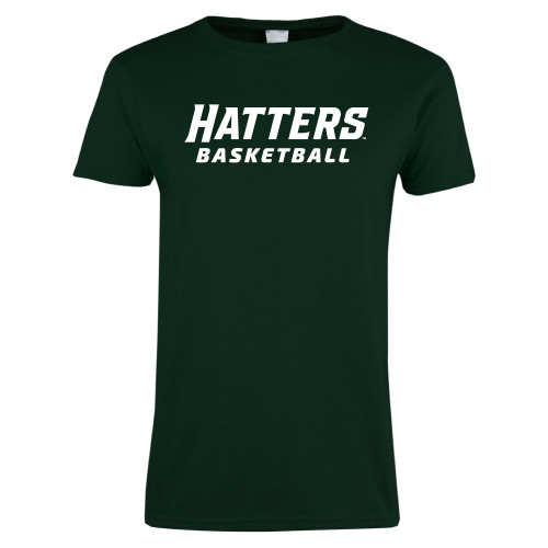  Womens Dark Green Short Sleeve Tee - Basketball