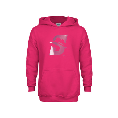  Youth Hot Pink Fleece Hoodie - Primary logo Foil