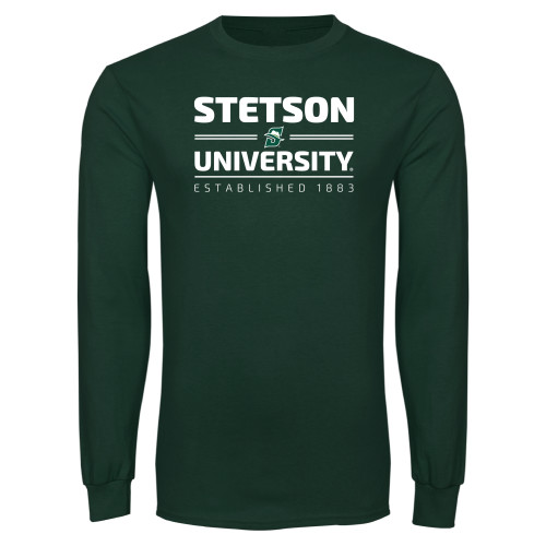  Dark Green Long Sleeve T Shirt - Stetson University Est 1883