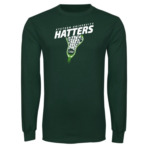  Dark Green Long Sleeve T Shirt - Lacrosse Stick