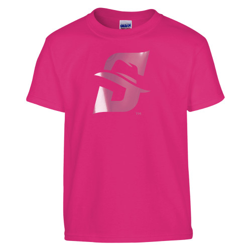  Youth Hot Pink T Shirt - Primary logo Foil