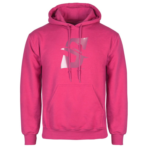  Womens Fuchsia Fleece Hoodie - Primary logo Foil