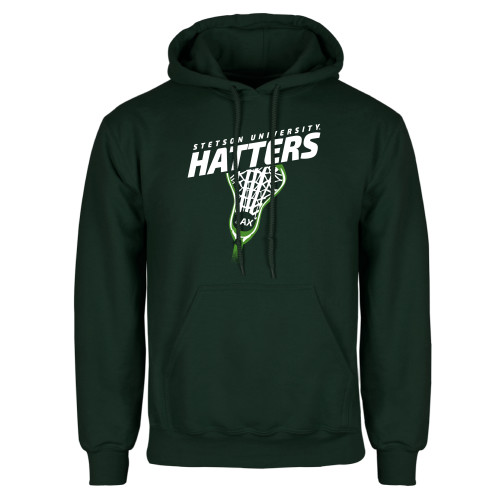  Dark Green Fleece Hood - Lacrosse Stick