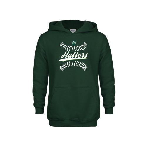  Youth Dark Green Fleece Hoodie - Softball Seams