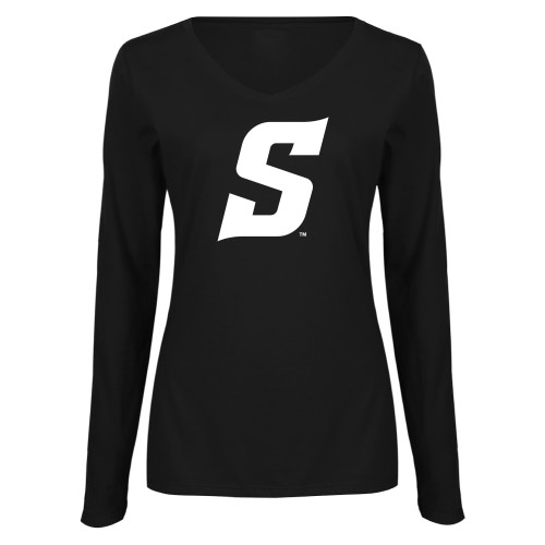 Stetson Womens Black Long Sleeve V Neck Tee 