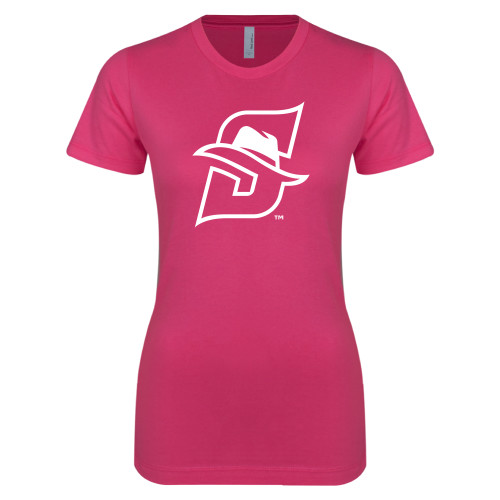  Next Level Womens Fuchsia Boyfriend Tee - Primary logo