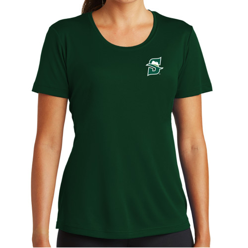  Womens Dark Green Performance Short Sleeve Tee - Primary logo