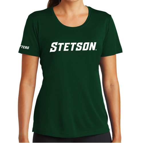  Womens Dark Green Performance Short Sleeve Tee - Stetson