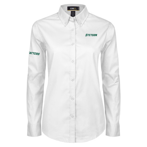  Womens White Twill Button Down Long Sleeve - Stetson