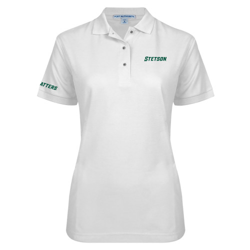  Womens Silk Touch White Pique Polo - Stetson