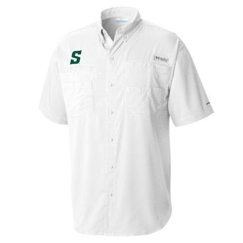  Columbia White Tamiami Performance Short Sleeve Shirt - Secondary Logo