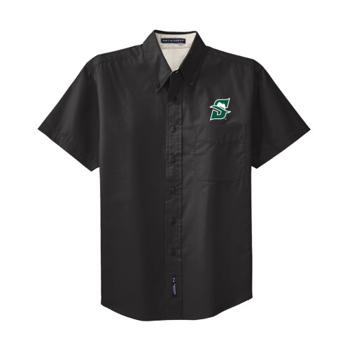  Black Twill Button Down Short Sleeve - Primary logo
