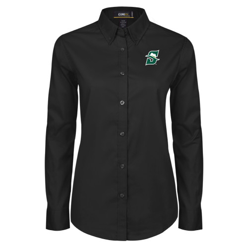  Womens Black Twill Button Down Long Sleeve  - Primary logo