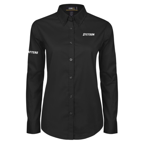 Main Image for  Womens Black Twill Button Down Long Sleeve 
