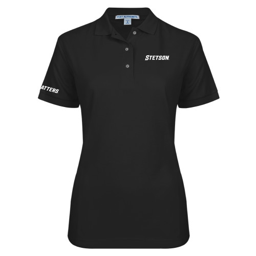  Womens Silk Touch Black Pique Polo - Stetson