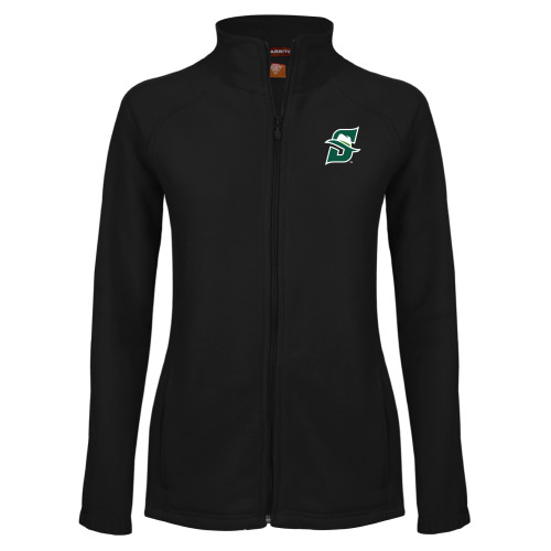  Womens Black Fleece Full Zip Jacket - Primary logo