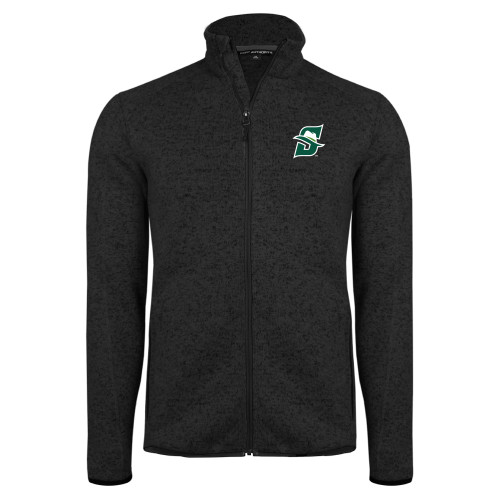  Black Heather  Sweater Fleece Jacket - Primary logo