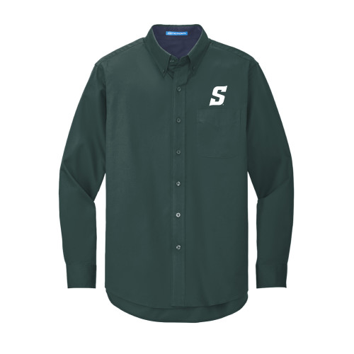  Dark Green Twill Button Down Long Sleeve - Secondary Logo