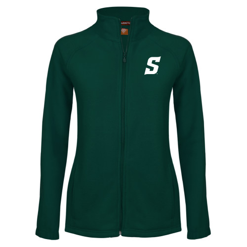  Womens Dark Green Fleece Full Zip Jacket - Secondary Logo