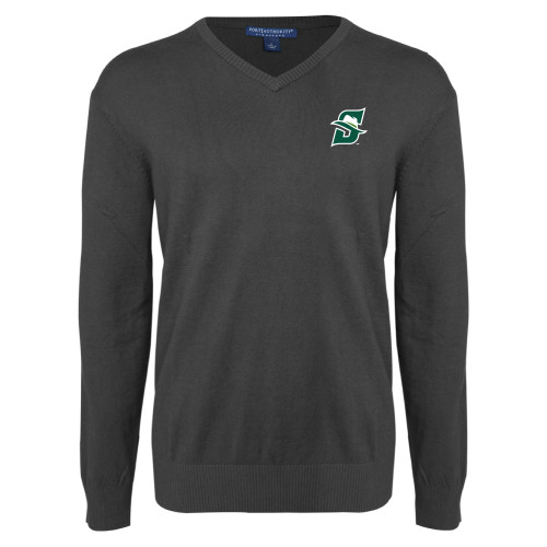  Charcoal Heather VNeck Sweater - Primary logo