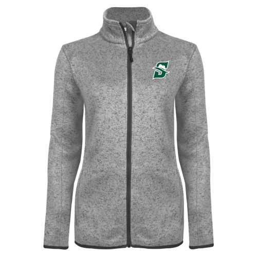  Womens Grey Heather Fleece Jacket - Primary logo