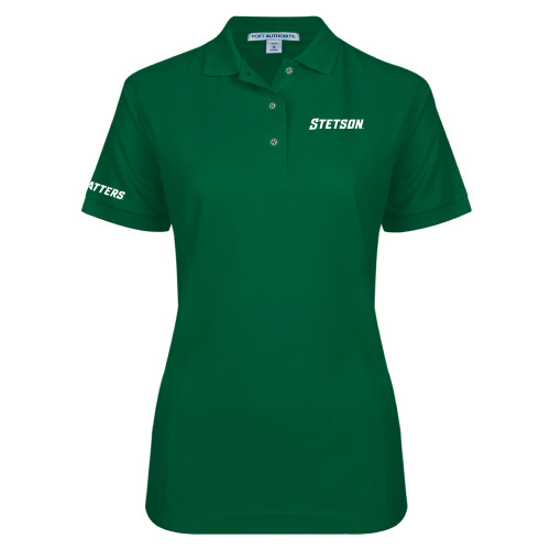  Womens Silk Touch Dark Green Pique Polo - Stetson