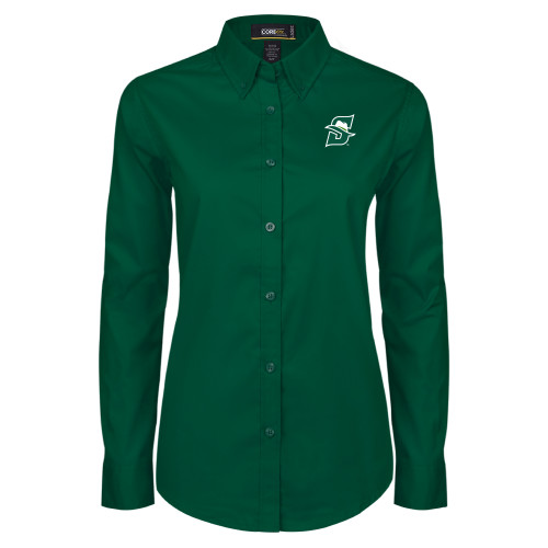  Womens Dark Green Twill Button Down Long Sleeve  - Primary logo