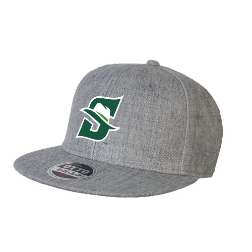  Heather Grey Wool Blend Flat Bill Snapback Hat - Primary logo