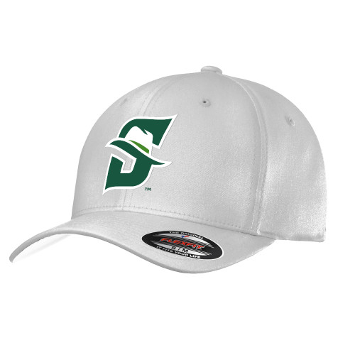  White Flexfit Structured Low Profile Hat - Primary logo