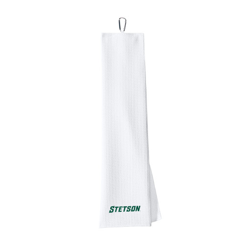  White Waffle Microfiber Golf Towel - Stetson
