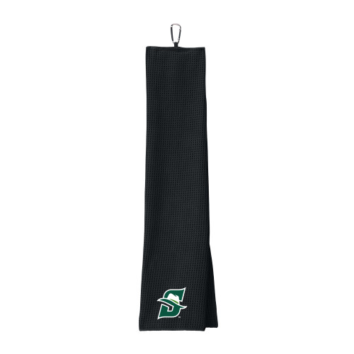 Black Waffle Microfiber Golf Towel - Primary logo