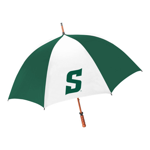  64 Inch Forest Green/White Umbrella - Secondary Logo