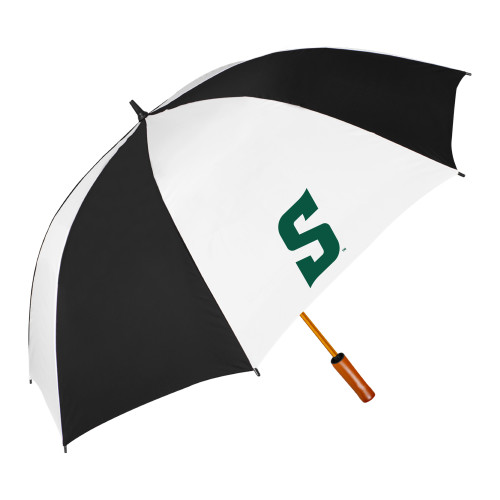  64 Inch Black/White Umbrella - Secondary Logo